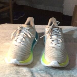 Beige and Yellow Athletic Sneakers